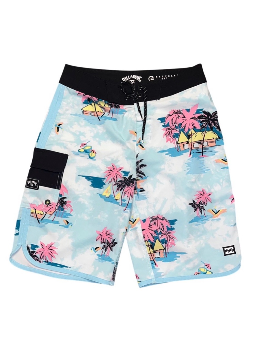 Billabong Blue Hawaiian print Board Shorts Swim Trunks Boys NWOT 25